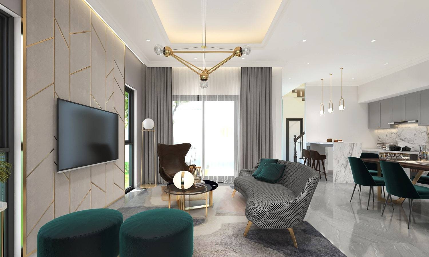 Phong cách nội thất bán cổ điển, vẻ đẹp tinh tế, đầy sang trọng 2 Tính đối xứng và cân bằng