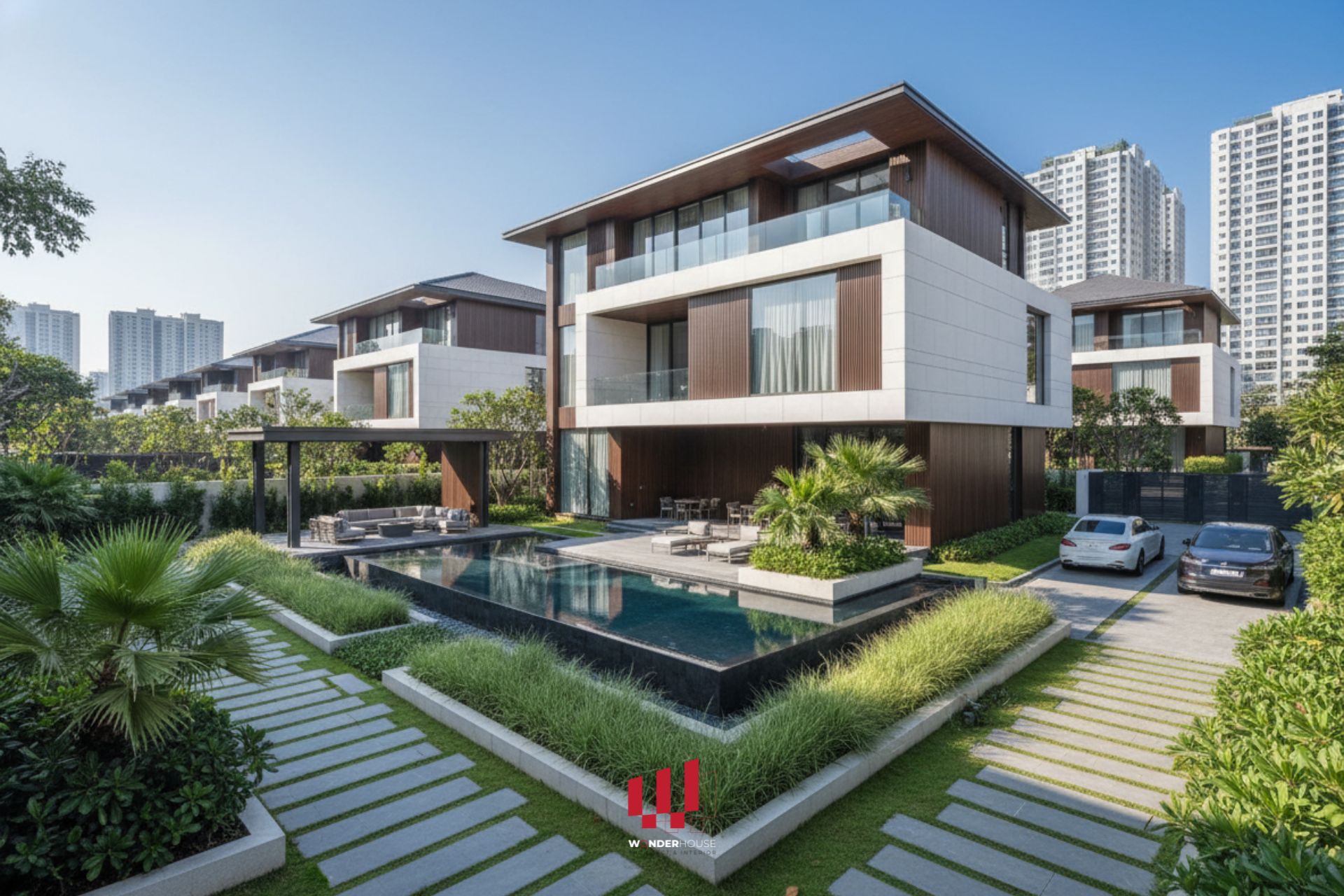 Biệt thự sân vườn với cảnh quan sử dụng các loài cây xanh địa phương